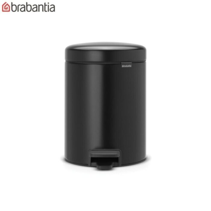 bbt 112928 newicon pedal bin 5 litre soft closing plastic inner bucket matt black 241003111709