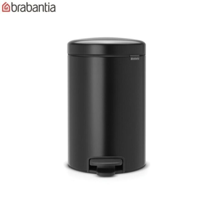 bbt 113741 newicon pedal bin 12 litre soft closing plastic inner bucket matt black 241003111701