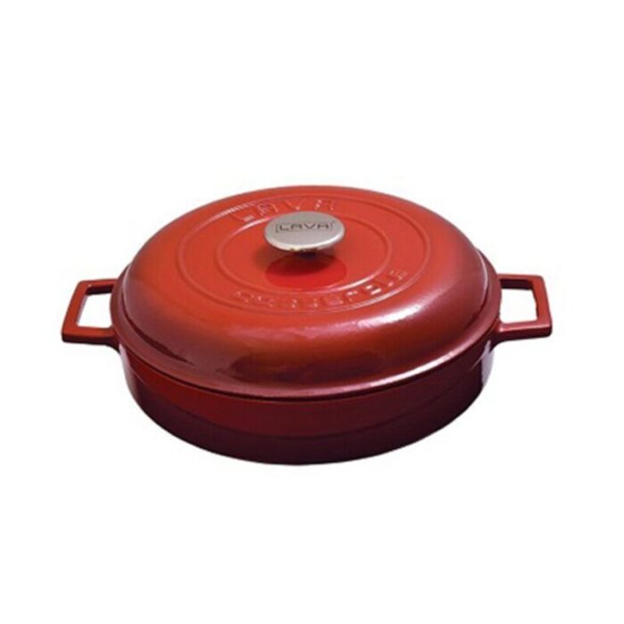 cast iron multi purpose casseroles with dome lid 28cm red 240924125451