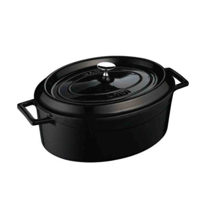 cast iron oval casserole black trendy 240924125403