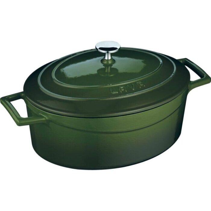 cast iron oval casserole green folk 240924125359