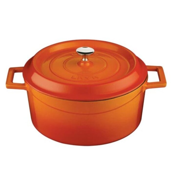 cast iron round casserole orange trendy 240924125446