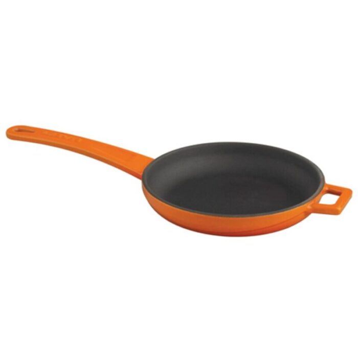 cast iron round fry pan with metal handle 20cm 08l orange121lv y tv 20 k0 og 240924125425