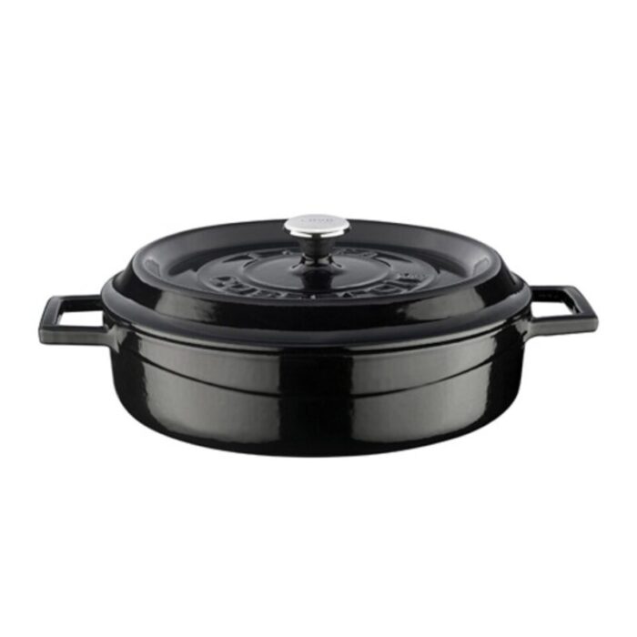 cast iron round low casserole black trendy 240924125423