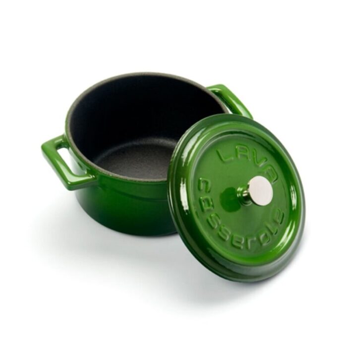 cast iron round mini casserole green trendy 240924125424