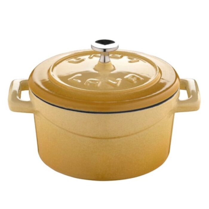 cast iron round mini casserole yellow folk 240924125443