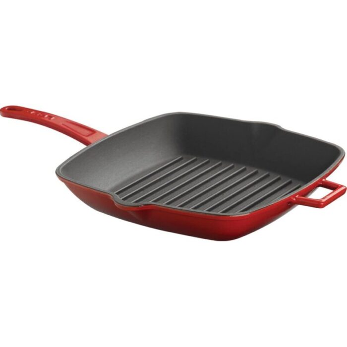 cast iron sq grill pan with metal hdle red 240924125425