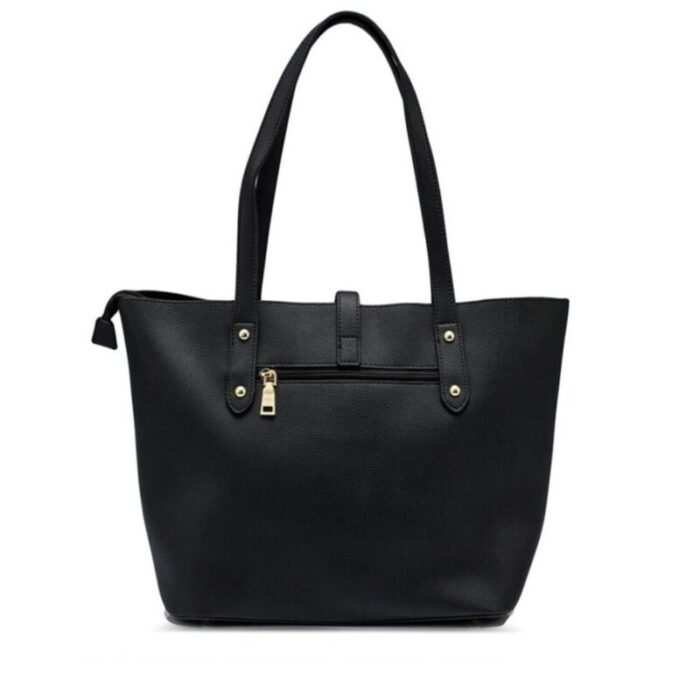 melco grainy tote bag with belt snap black 240426092506 2