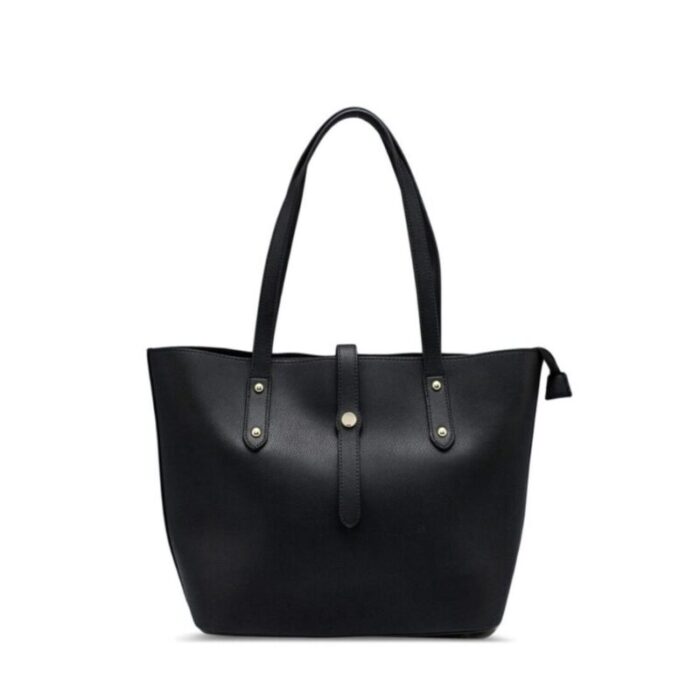 melco grainy tote bag with belt snap black 240426092506