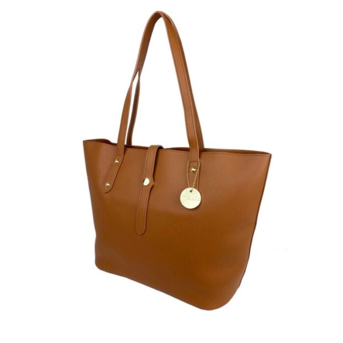 melco grainy tote bag with belt snap tan 240426092506 1