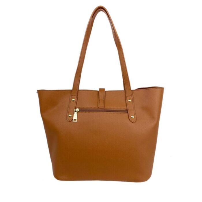 melco grainy tote bag with belt snap tan 240426092506 2