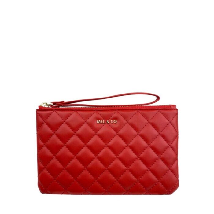 melco quilted wristlet loop handle pouch red 240426092450