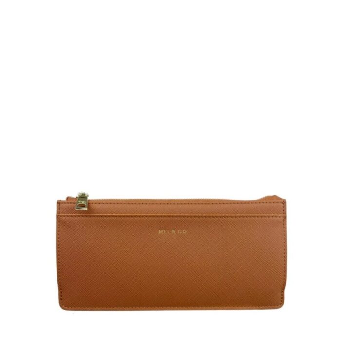 melco saffiano effect slim long wallet tan 240426092449