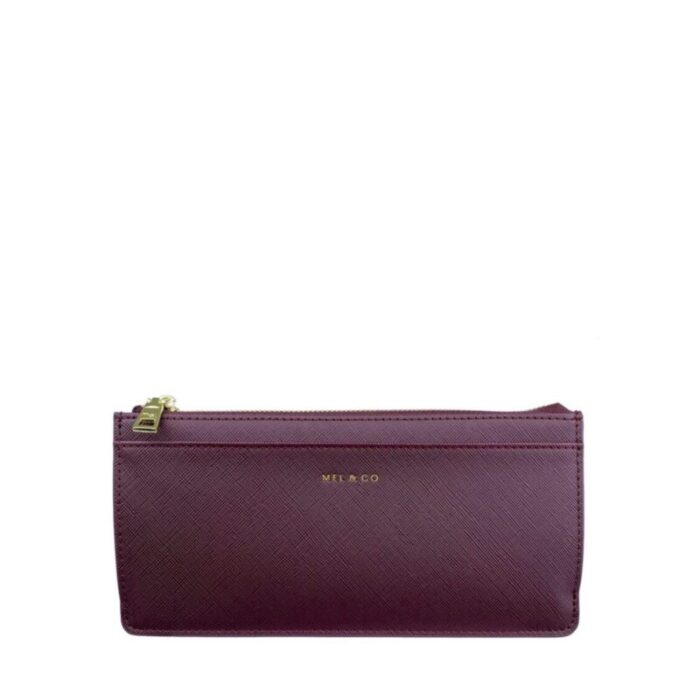 melco saffiano effect slim long wallet wine 240426092449