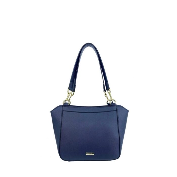 melco saffiano leatherette double handle with chain detail navy 240426092456