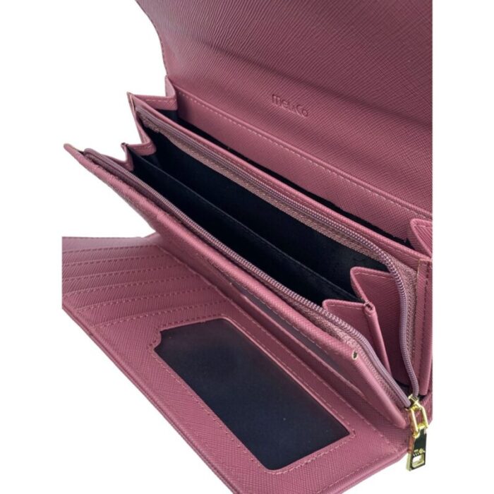 melco saffiano leatherette tri fold long wallet rose 240426092450 4