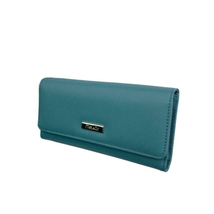 melco saffiano leatherette tri fold long wallet sea green 240426092451 1