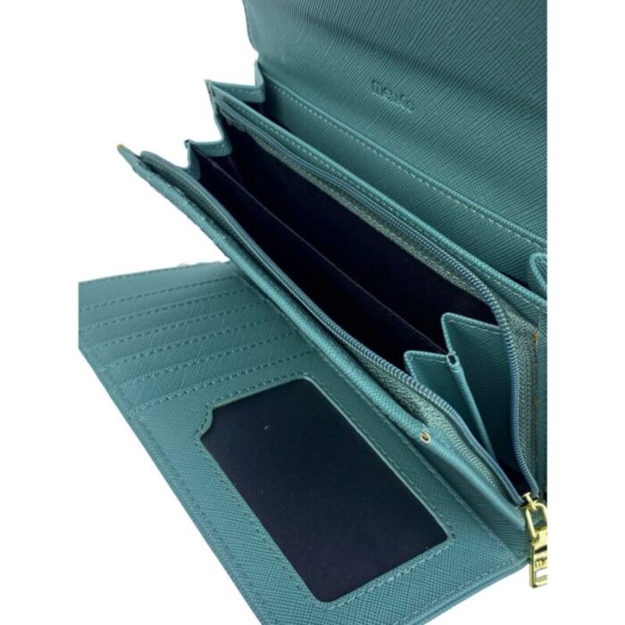 melco saffiano leatherette tri fold long wallet sea green 240426092451 4